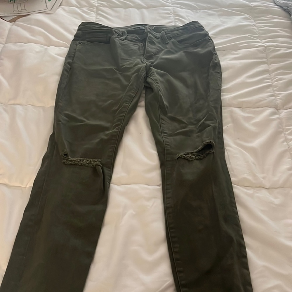 Dark green skinny, jean pants